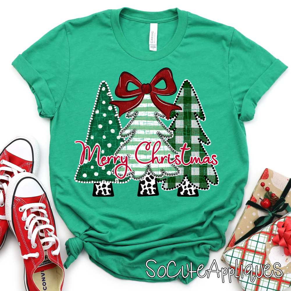 Merry Christmas Tree trio red *DTF* Transfer*