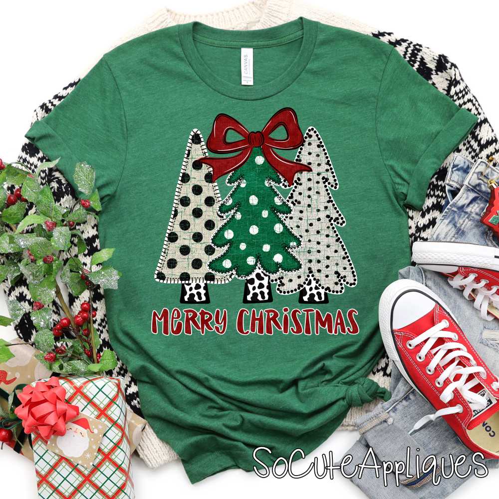 Merry Christmas Tree trio red *DTF* Transfer*