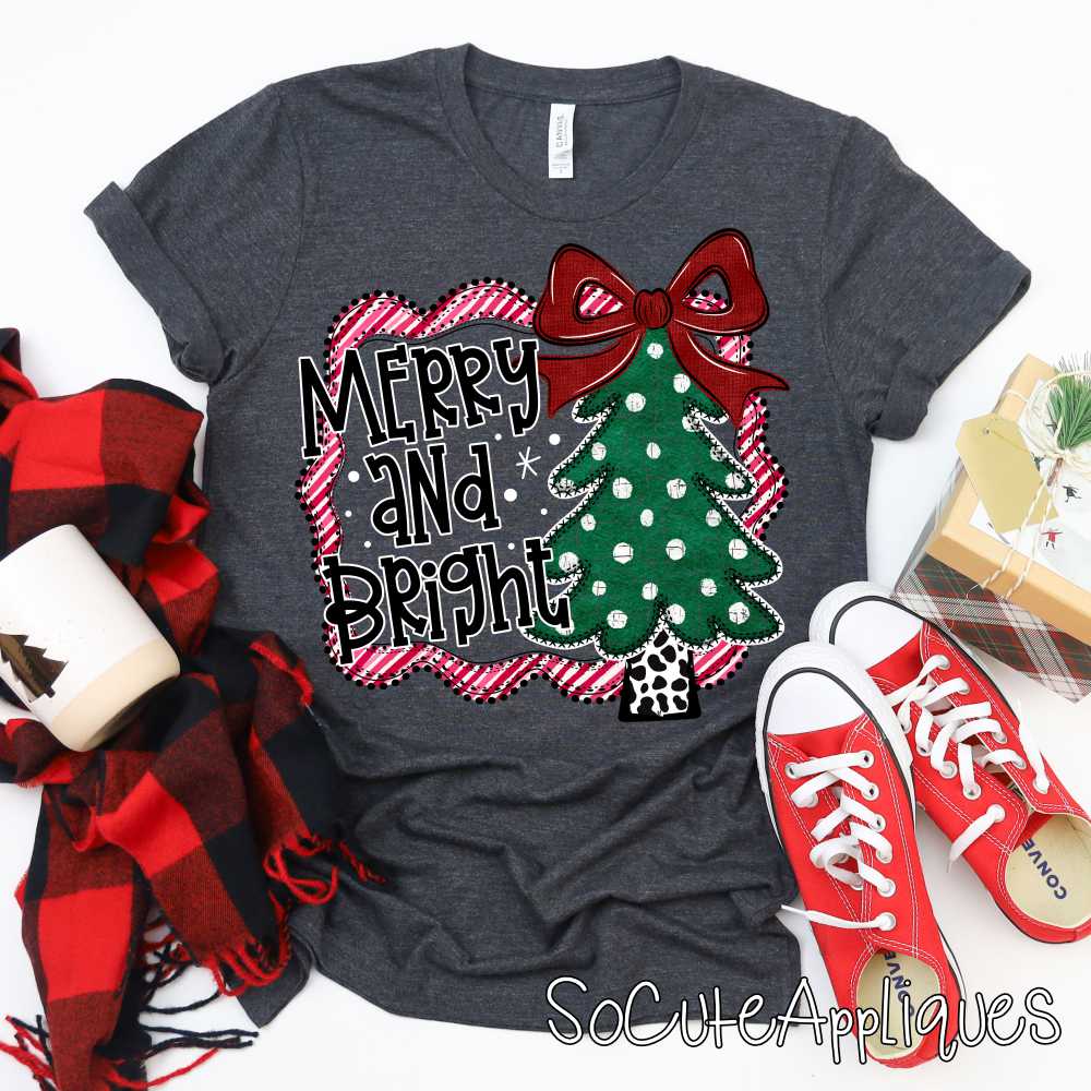 merry and bright green tree *DTF* Transfer*