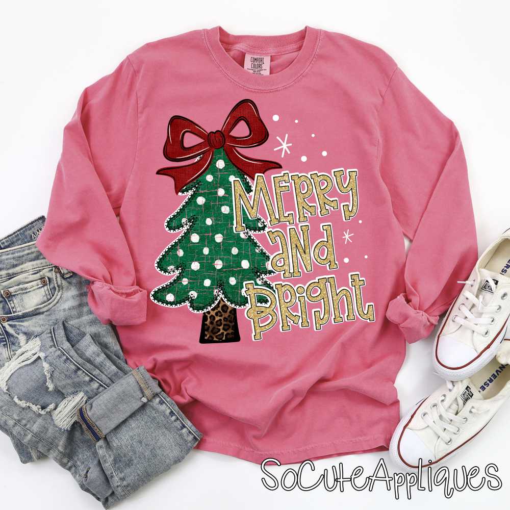 merry and green dot red gold *DTF* Transfer*