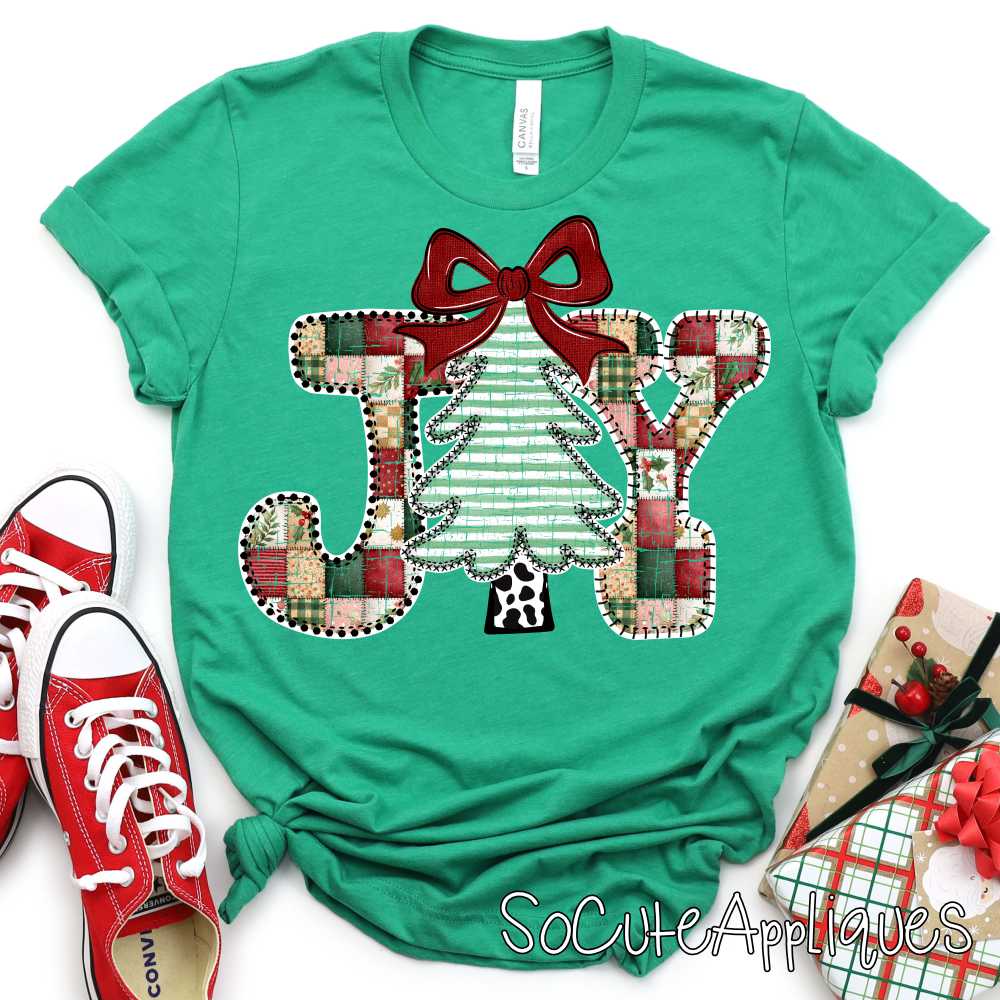 JOY patch green stripe *DTF* Transfer*