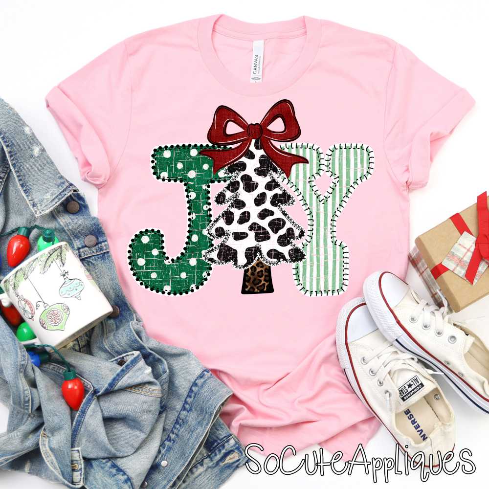 JOY green dot cow green stripe *DTF* Transfer*
