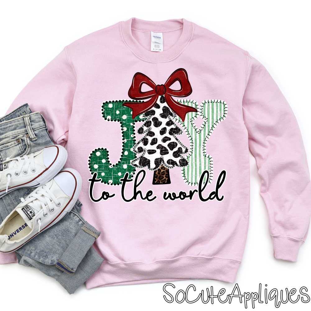 JOY to the world green dot cow green stripe *DTF* Transfer*