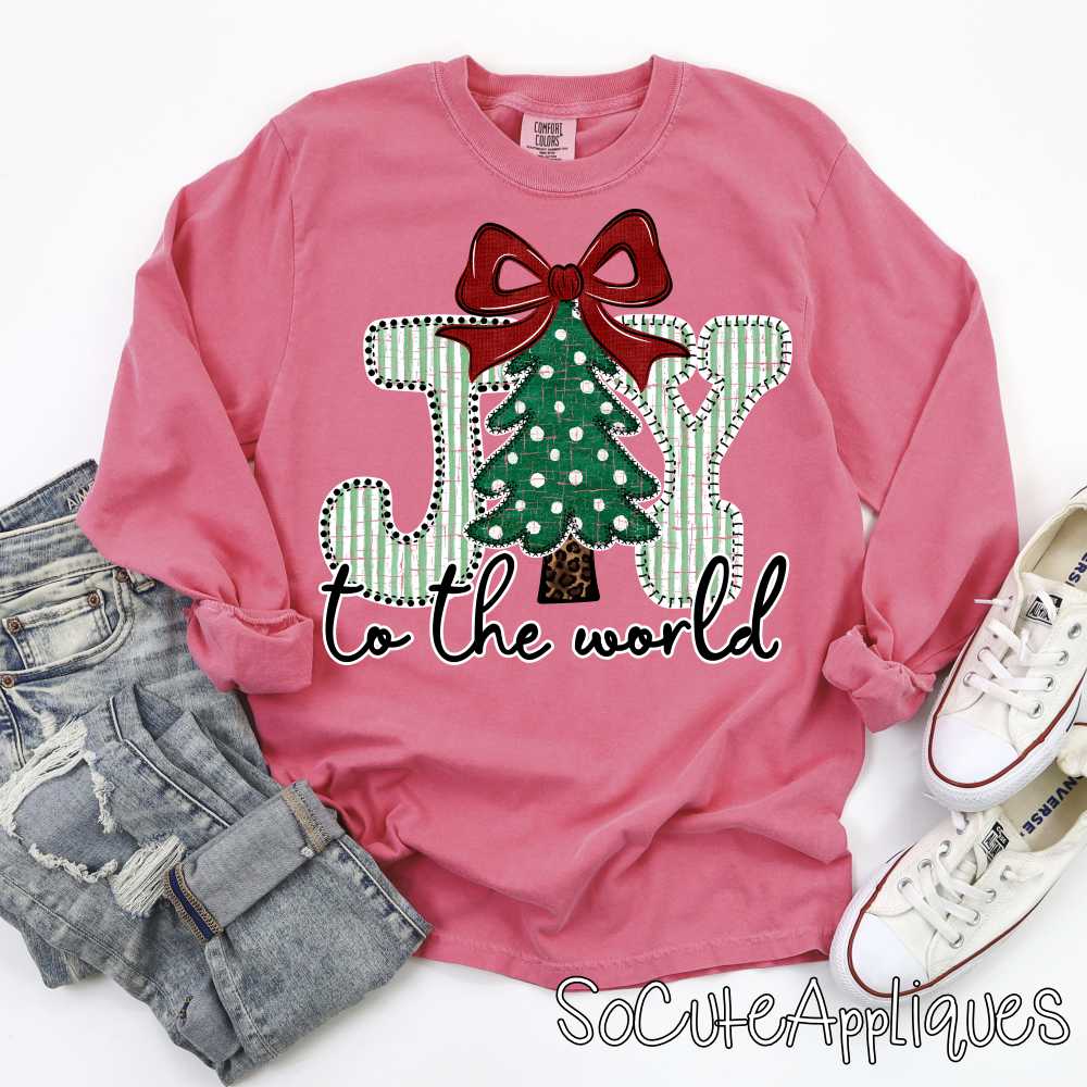 JOY to the world green stripe cow *DTF* Transfer*