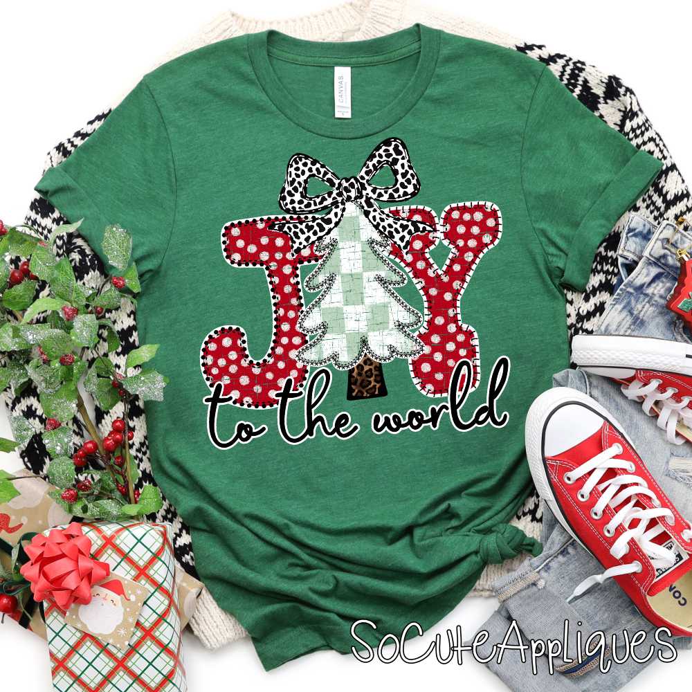 JOY to the world red dot green check *DTF* Transfer*
