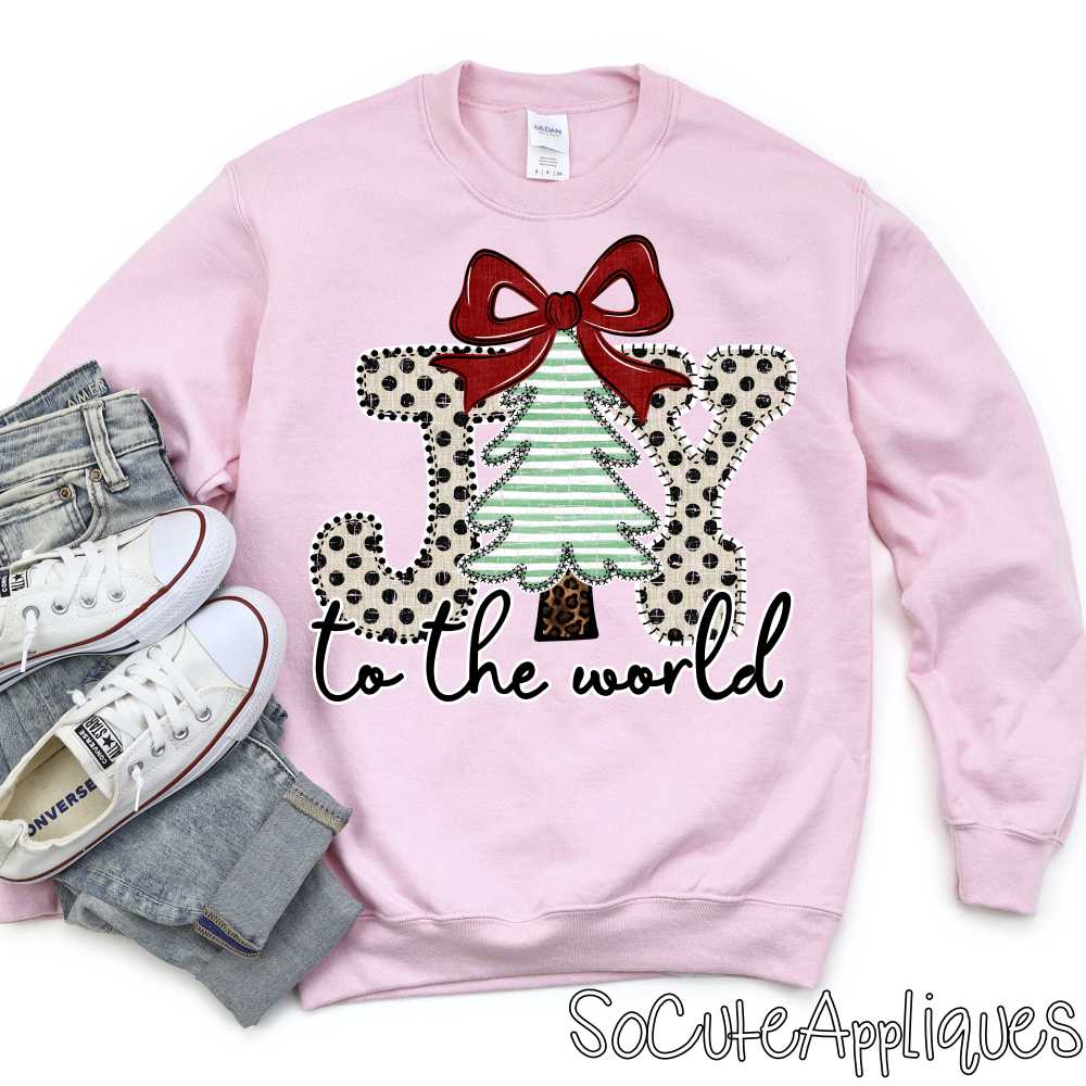 JOY to the world linen dot green stripe *DTF* Transfer*