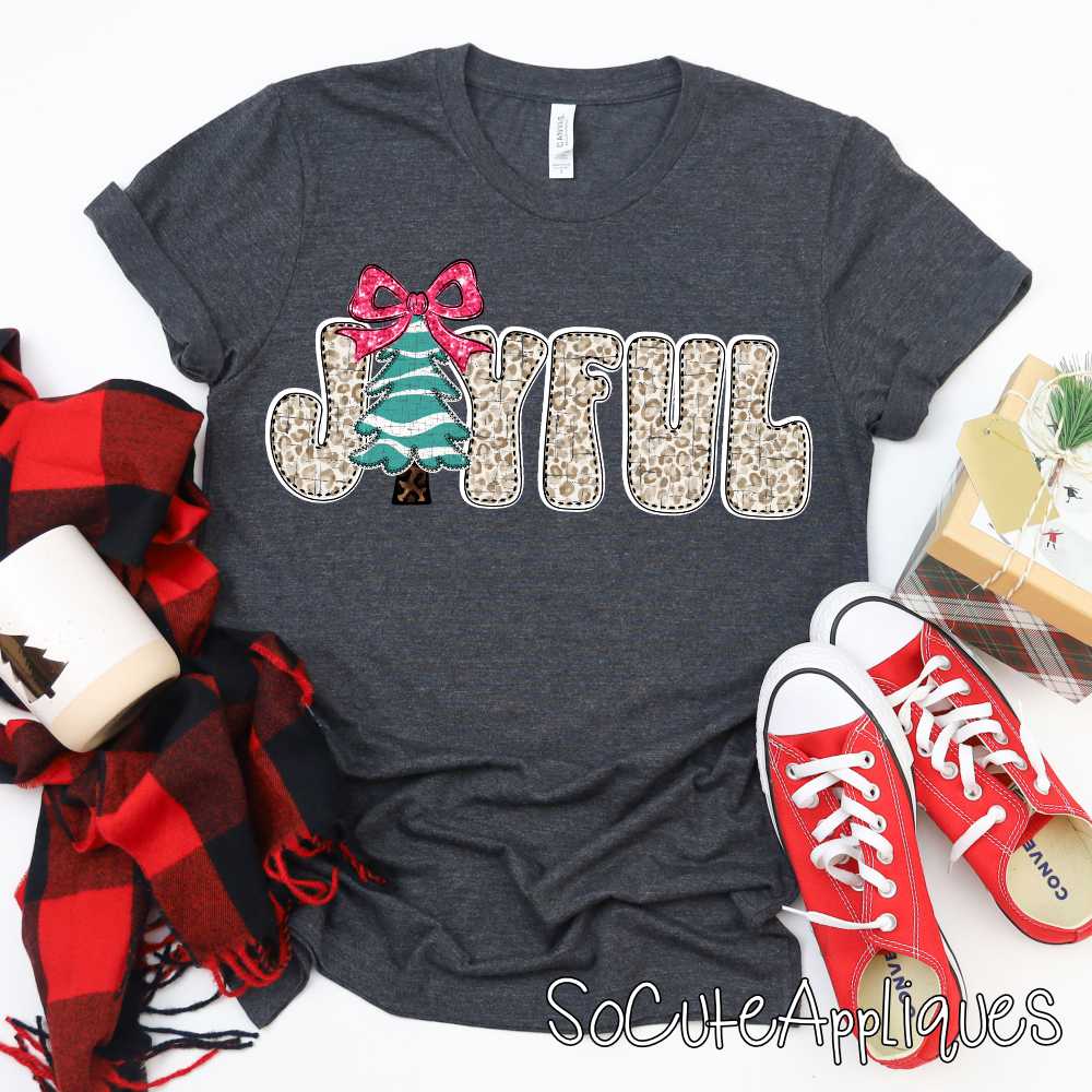 JOYFUL leopard teal stripe *DTF* Transfer*