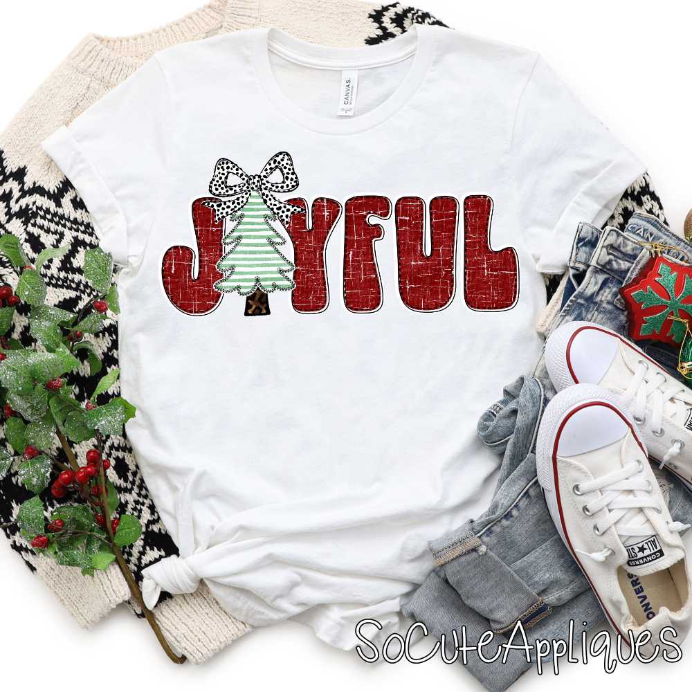 JOYFUL red green stripe *DTF* Transfer*