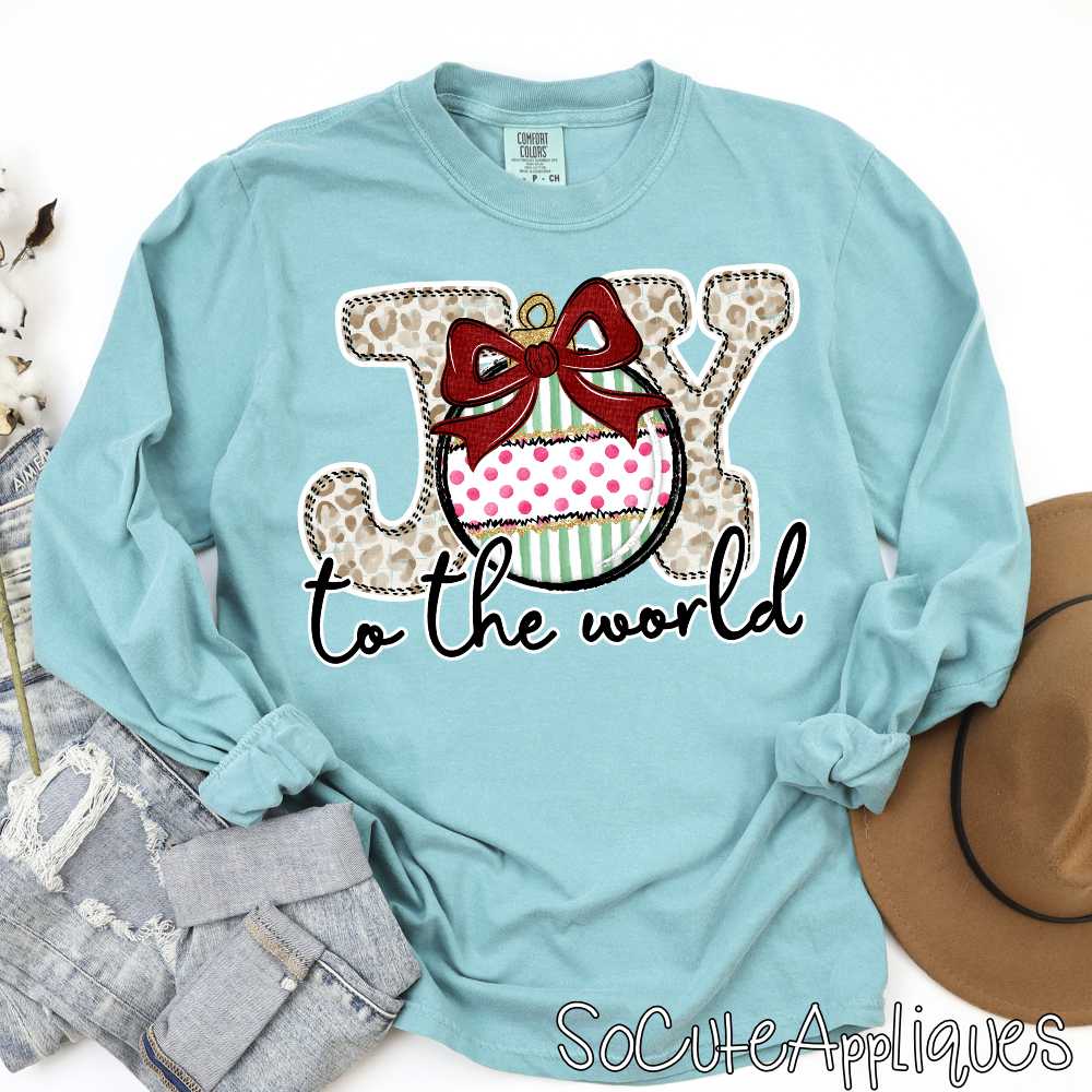 JOY to the world leopard dot green stripe *DTF* Transfer*