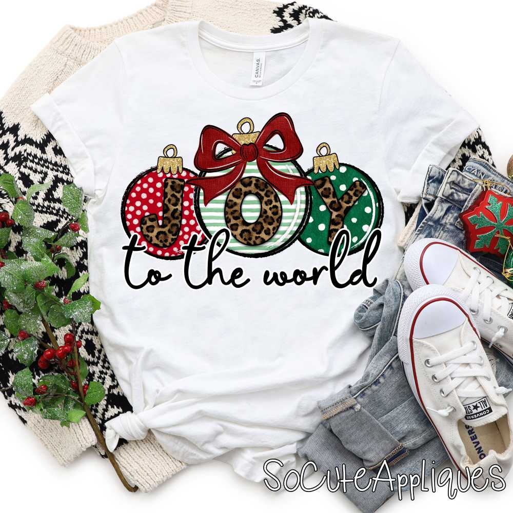 JOY to the world ornament trio leopard *DTF* Transfer*
