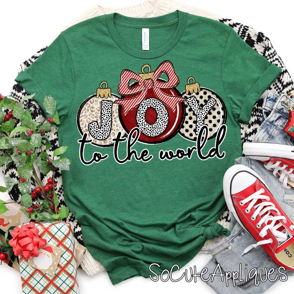 JOY to the world ornament trio neutral red *DTF* Transfer*