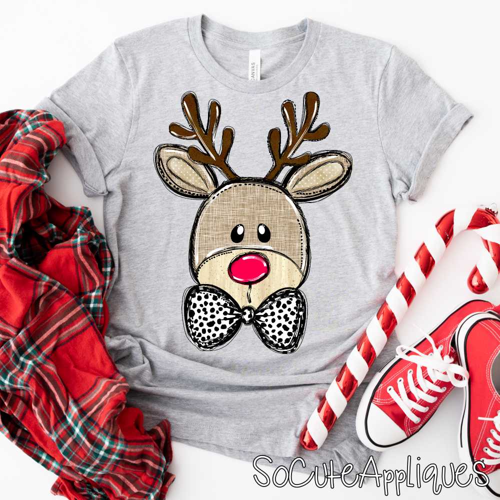 Reindeer dalmatian dot bowtie BOY *DTF Transfer* - Image 2