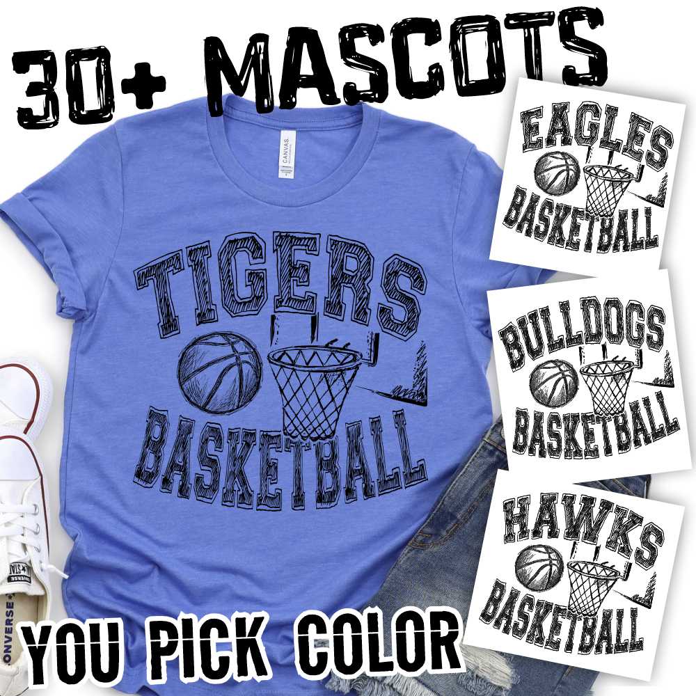 Mascot basketball double arch with ball and net *DTF* Transfer