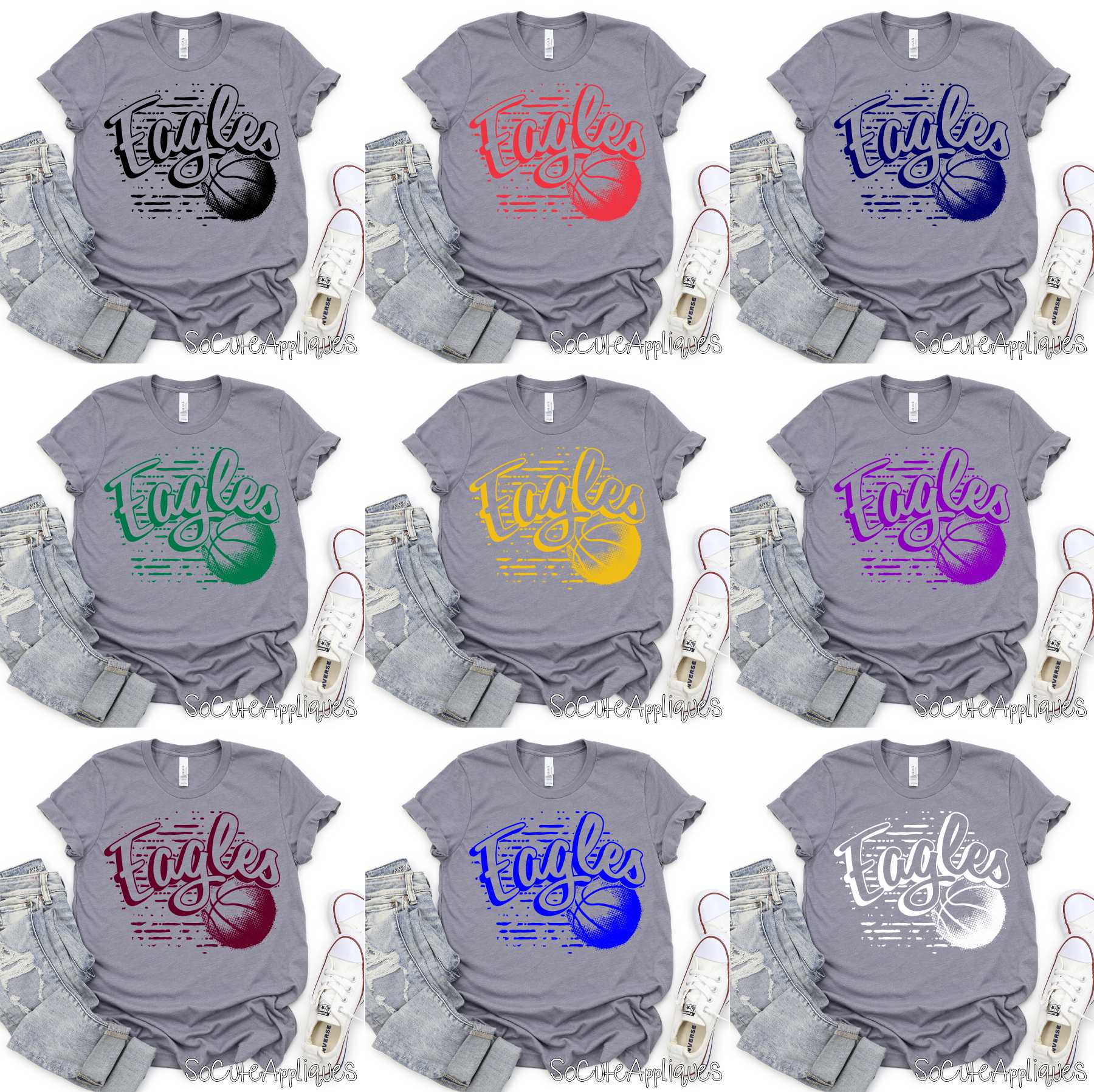 Mascot basketball arched on stripes *DTF* Transfer - Image 2