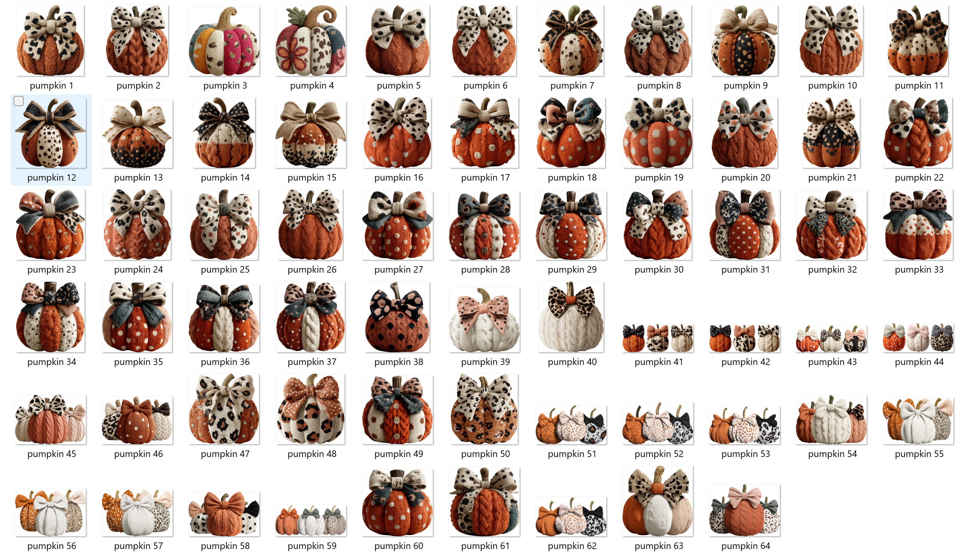 Knit Pumpkins over 60 designs to choose from *DTF* Transfer - Image 10