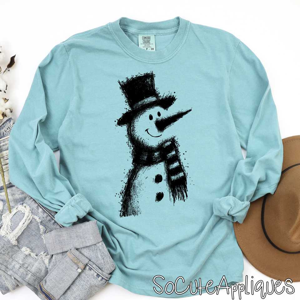 Snowman outline -YOU PICK COLOR- *DTF Transfer*