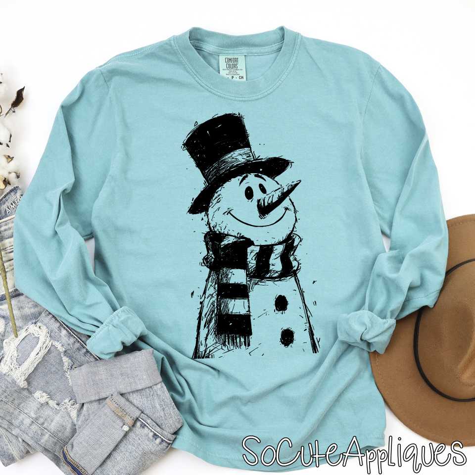 Snowman outline -YOU PICK COLOR- *DTF Transfer*