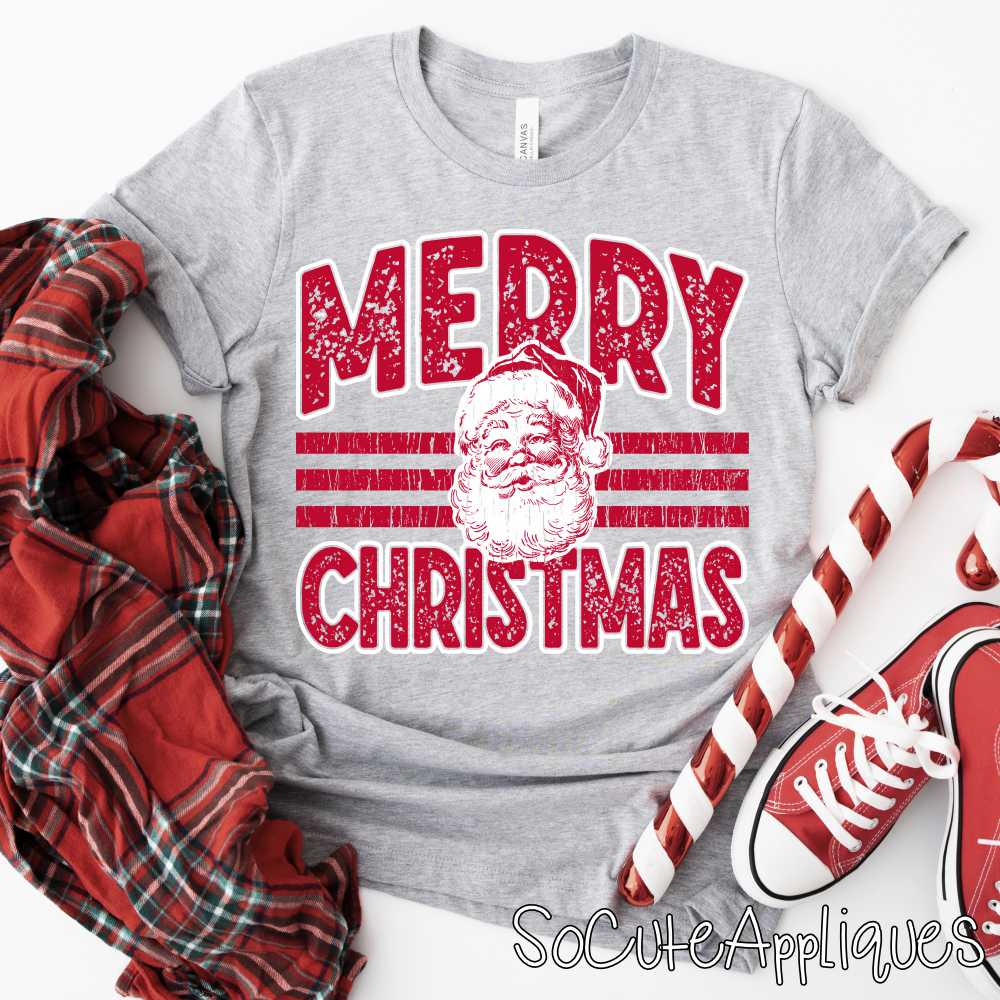 Merry Christmas Santa stripes *DTF Transfer*
