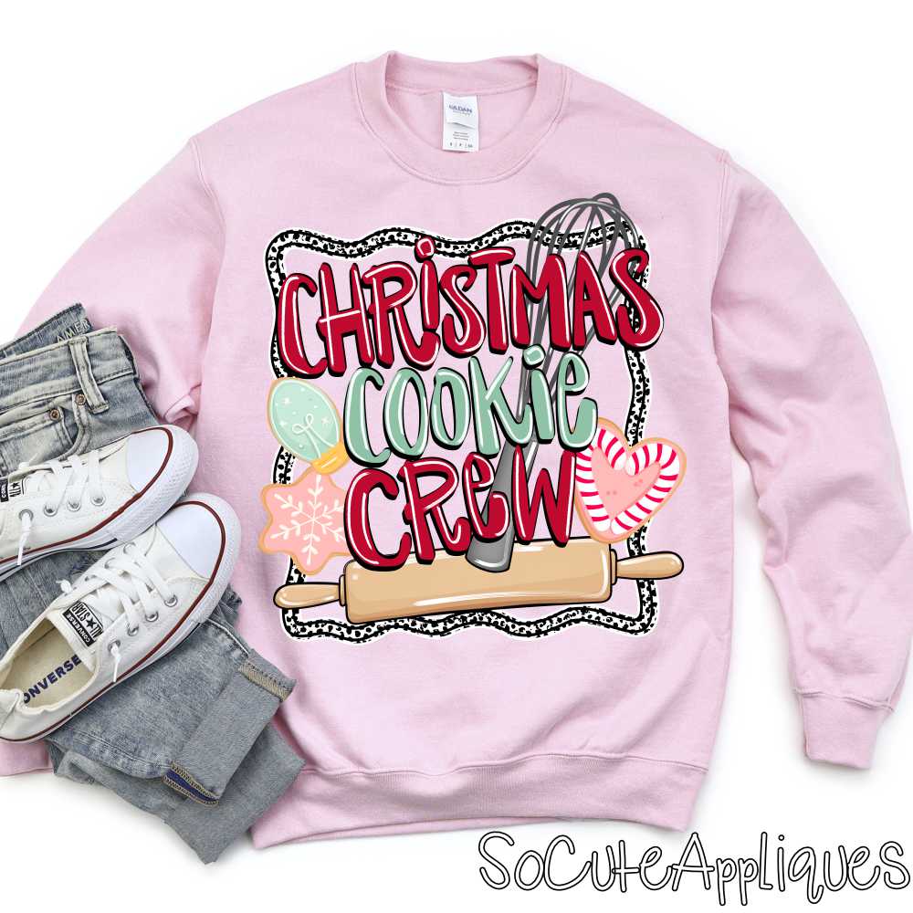 Christmas cookie crew dot frame red mint *DTF Transfer*