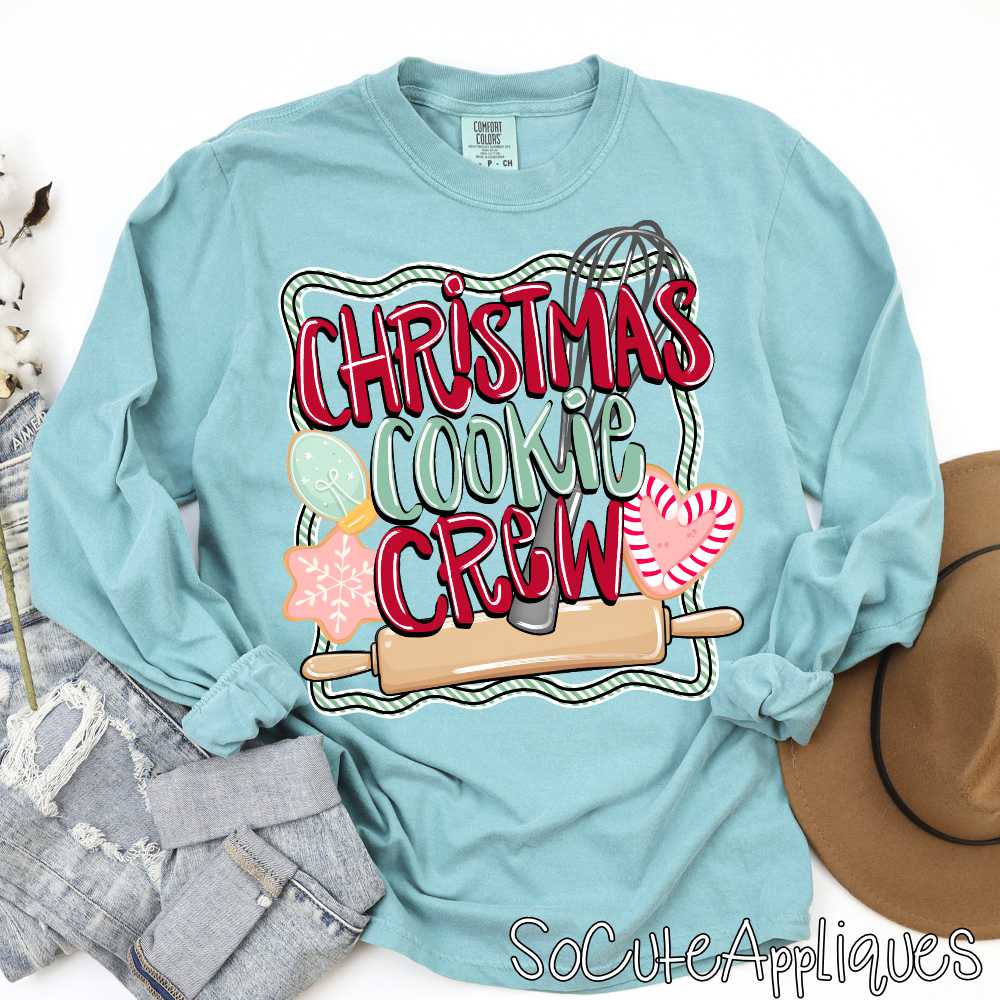 Christmas cookie crew green stripe red mint *DTF Transfer*