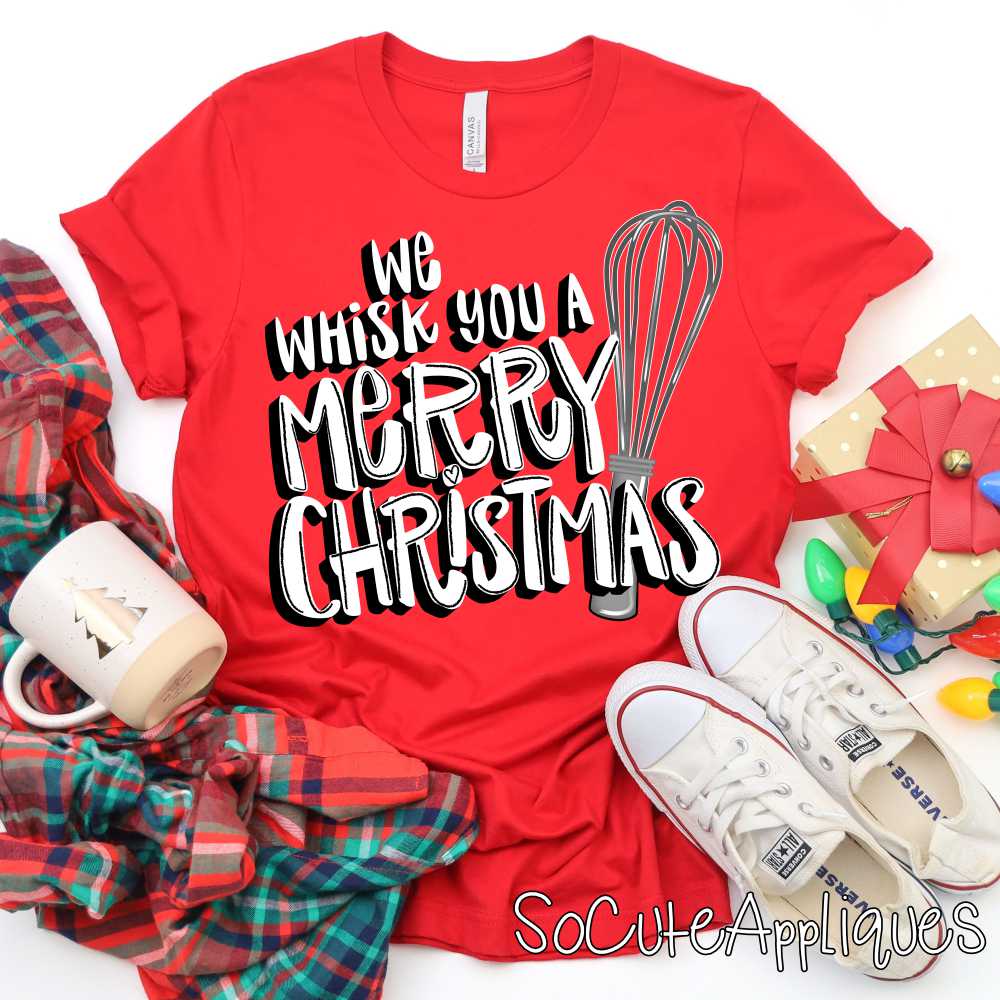 we whisk you a Merry Christmas white black *DTF Transfer*