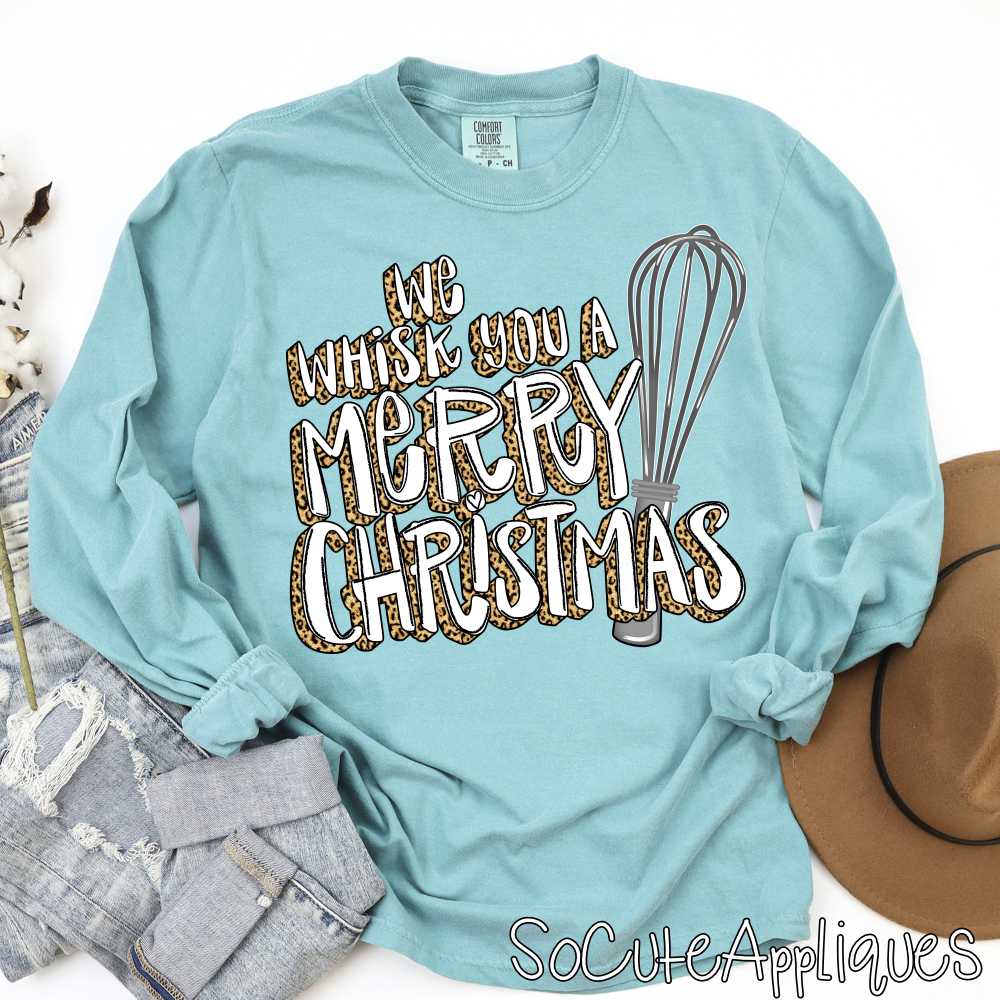 we whisk you a Merry Christmas white loeopard *DTF Transfer*
