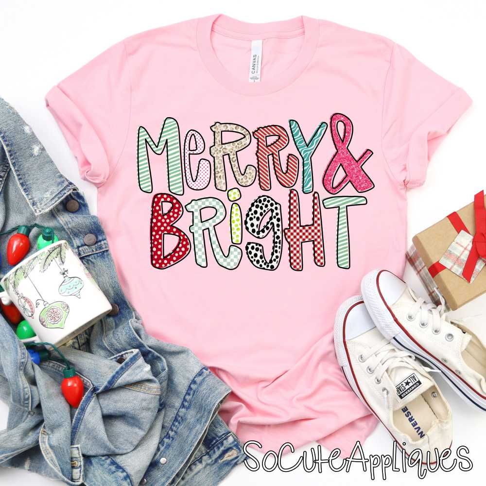 Merry and bright mixed print *DTF Transfer*