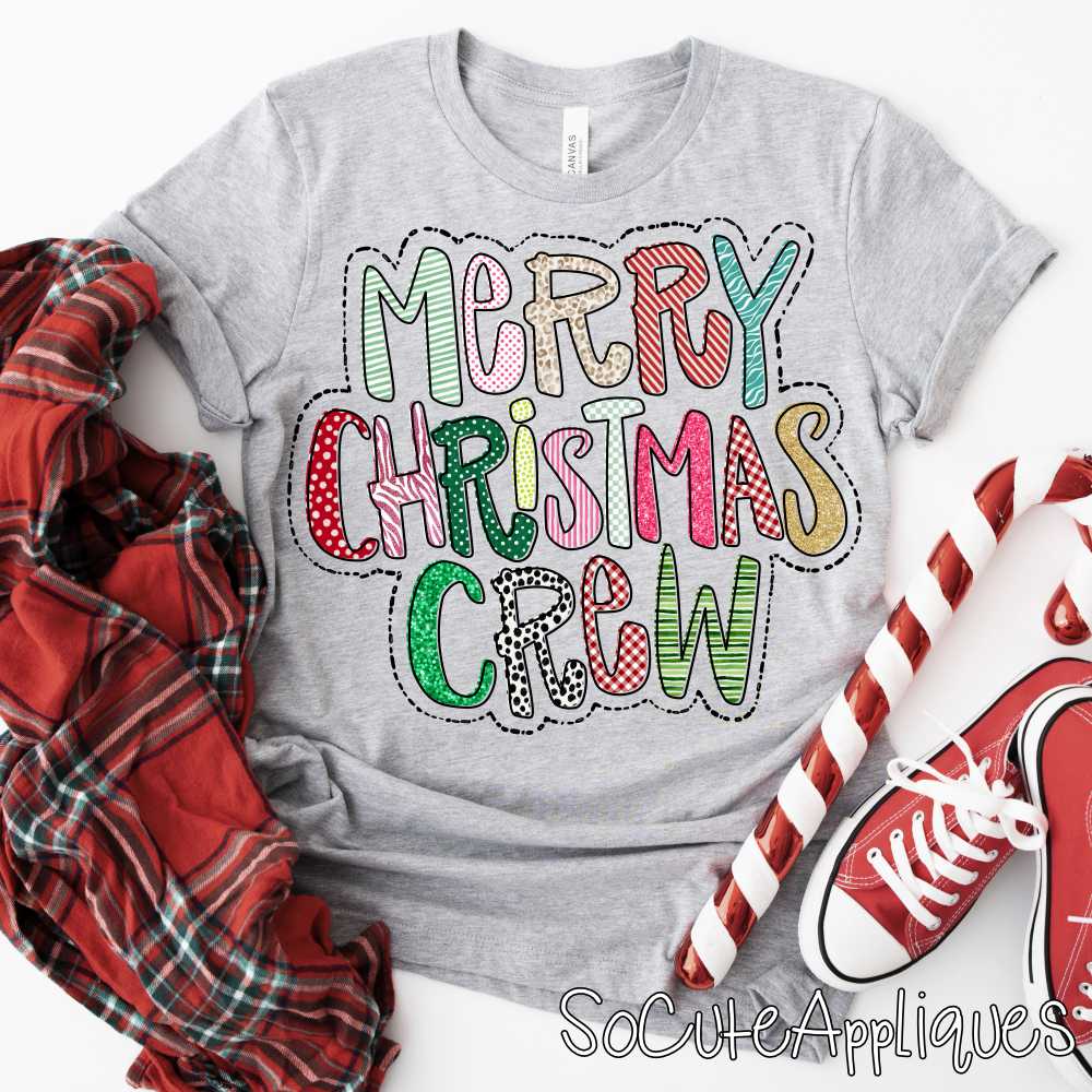 Merry Christmas crew mixed print outlined *DTF Transfer*
