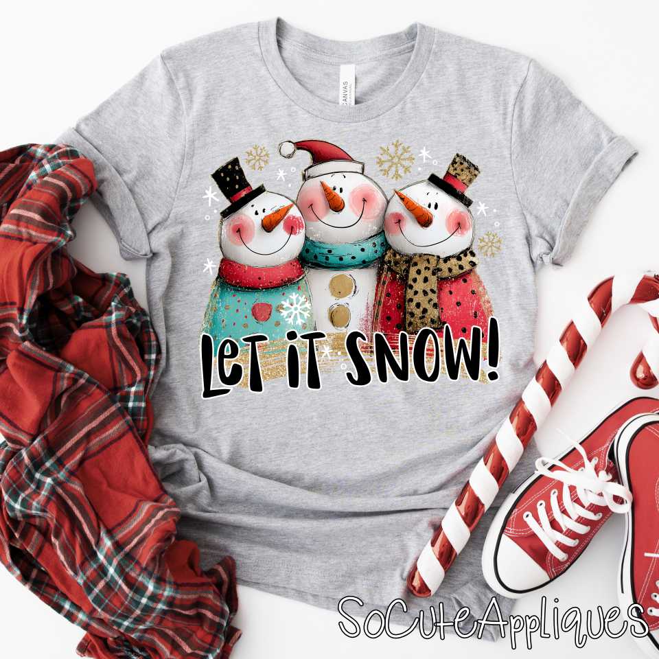 Let it snow teal red santa hat *DTF Transfer*