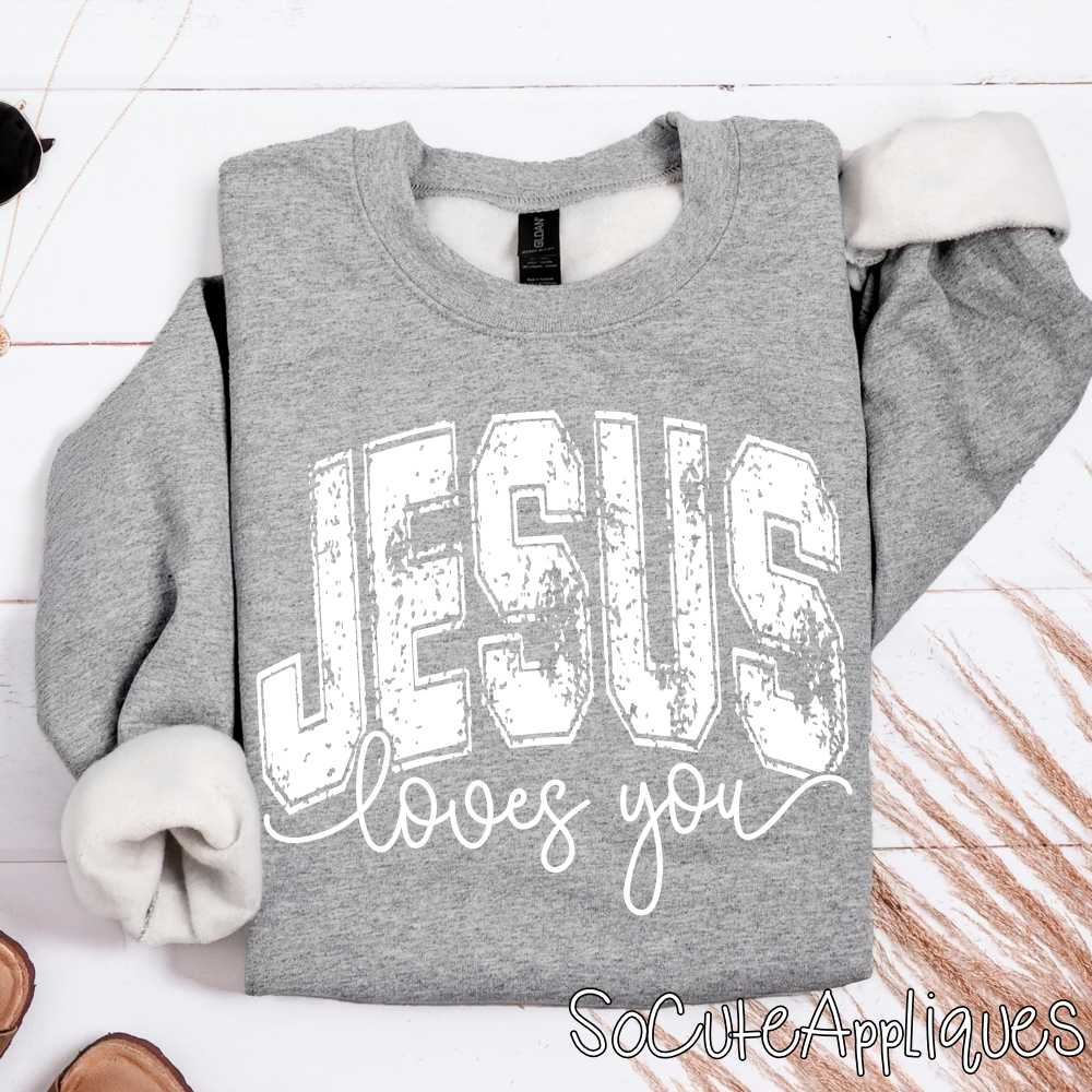 Jesus loves you YOU PICK COLOR *DTF* Transfer