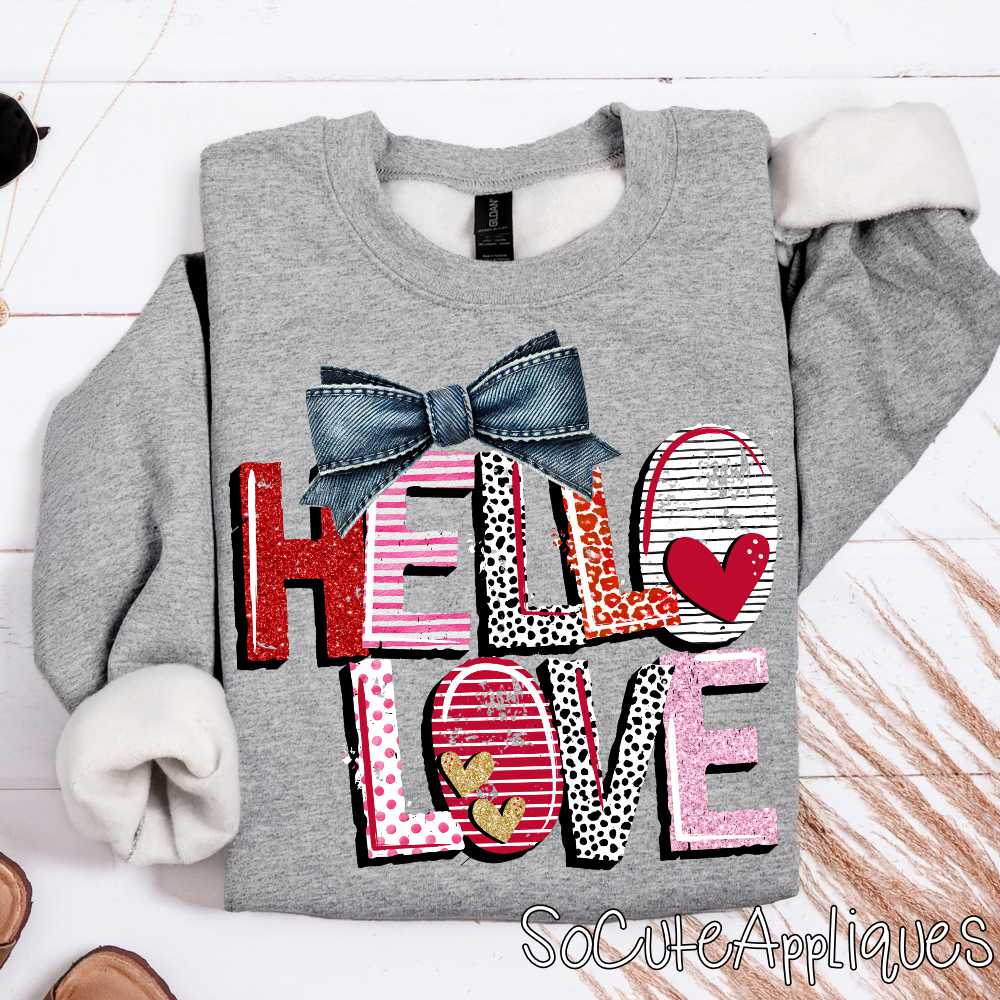 Hello love mixed bow *DTF Transfer*