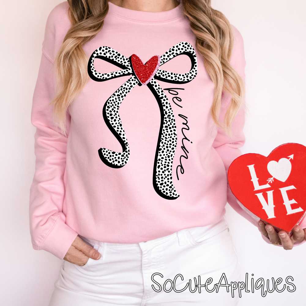 Be mine polka dot bow *DTF Transfer*