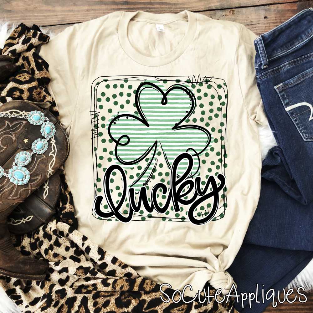 Lucky stripe clover on dots  *DTF* Tranfer