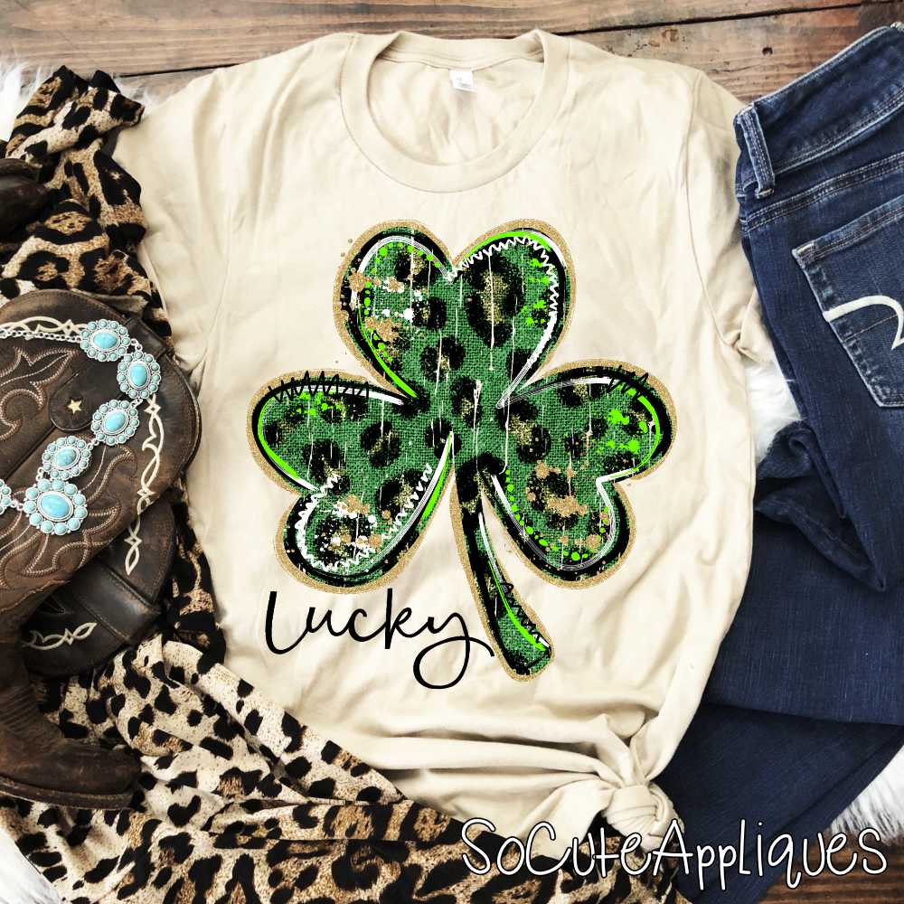Clover leopard gold lucky  *DTF* Tranfer