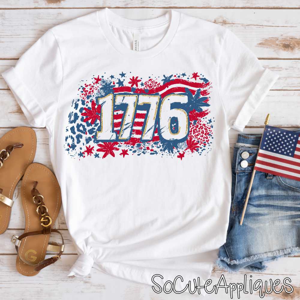 1776 flower and leopard *DTF* Transfer