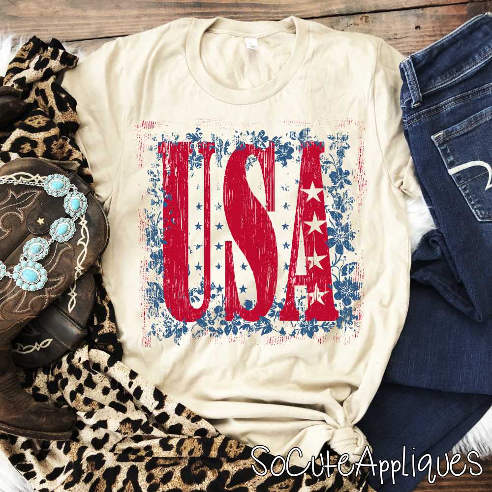 USA on flowers *DTF* Transfer