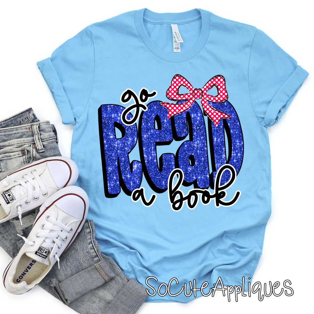 Go read a book blue red dot *TRANSFER*