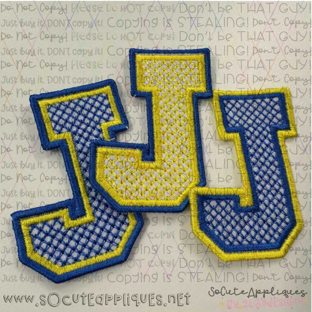 Block initial x-stitch double satin outline *HAT PATCH* You pick colors - Image 3