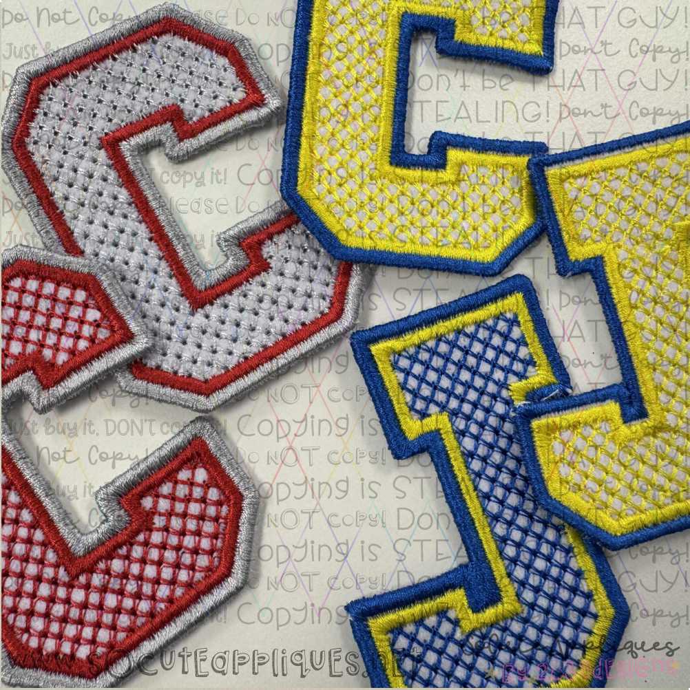 Block initial x-stitch double satin outline *HAT PATCH* You pick colors - Image 4