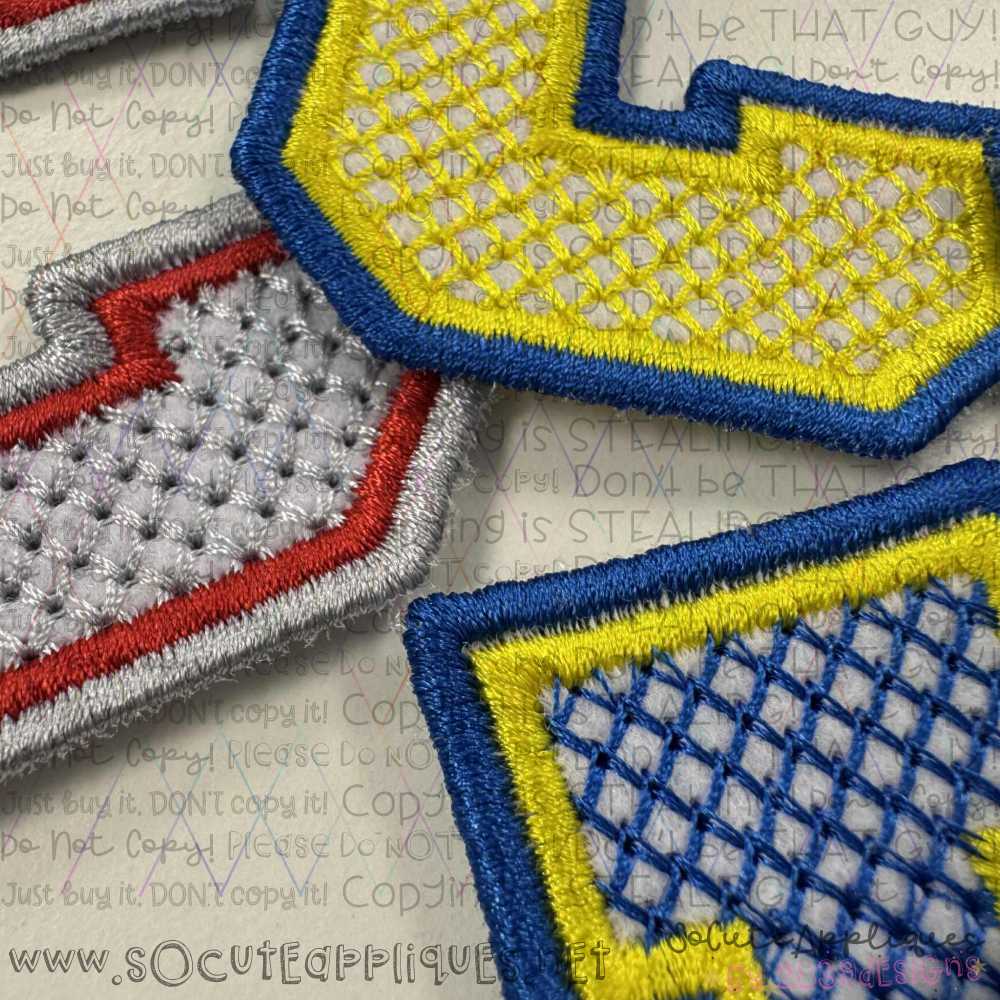 Block initial x-stitch double satin outline *HAT PATCH* You pick colors - Image 6