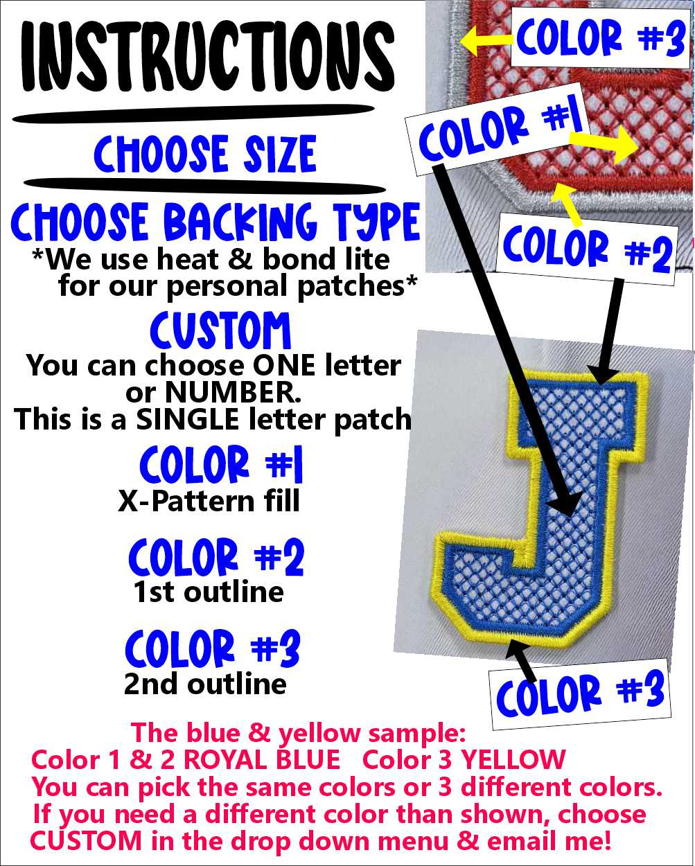 Block initial x-stitch double satin outline *HAT PATCH* You pick colors - Image 2