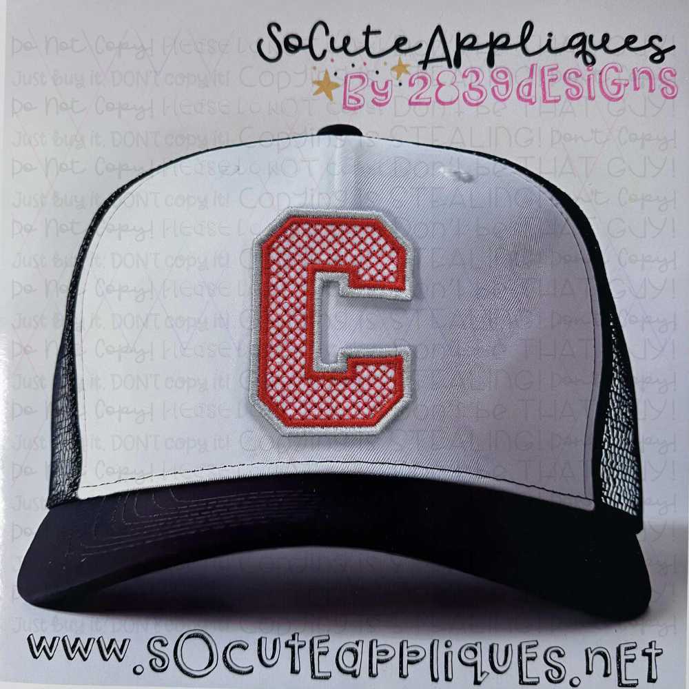 Block initial x-stitch double satin outline *HAT PATCH* You pick colors