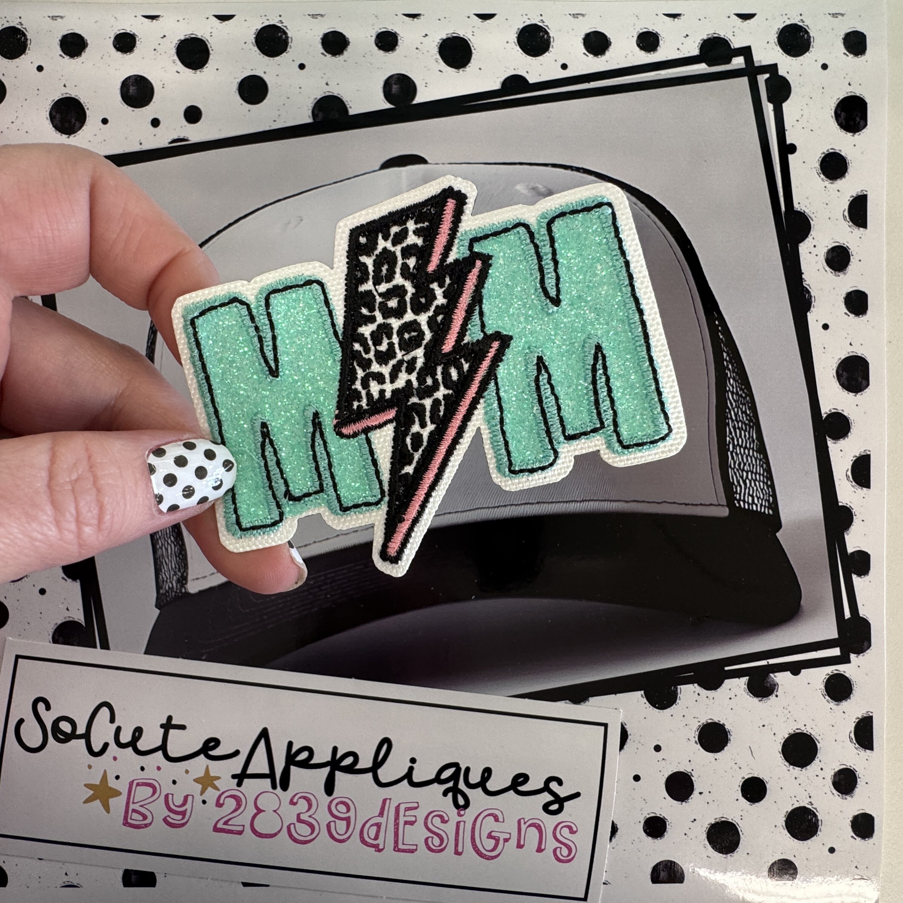 Mom leopard lightning bolt O *HAT PATCH* You pick colors