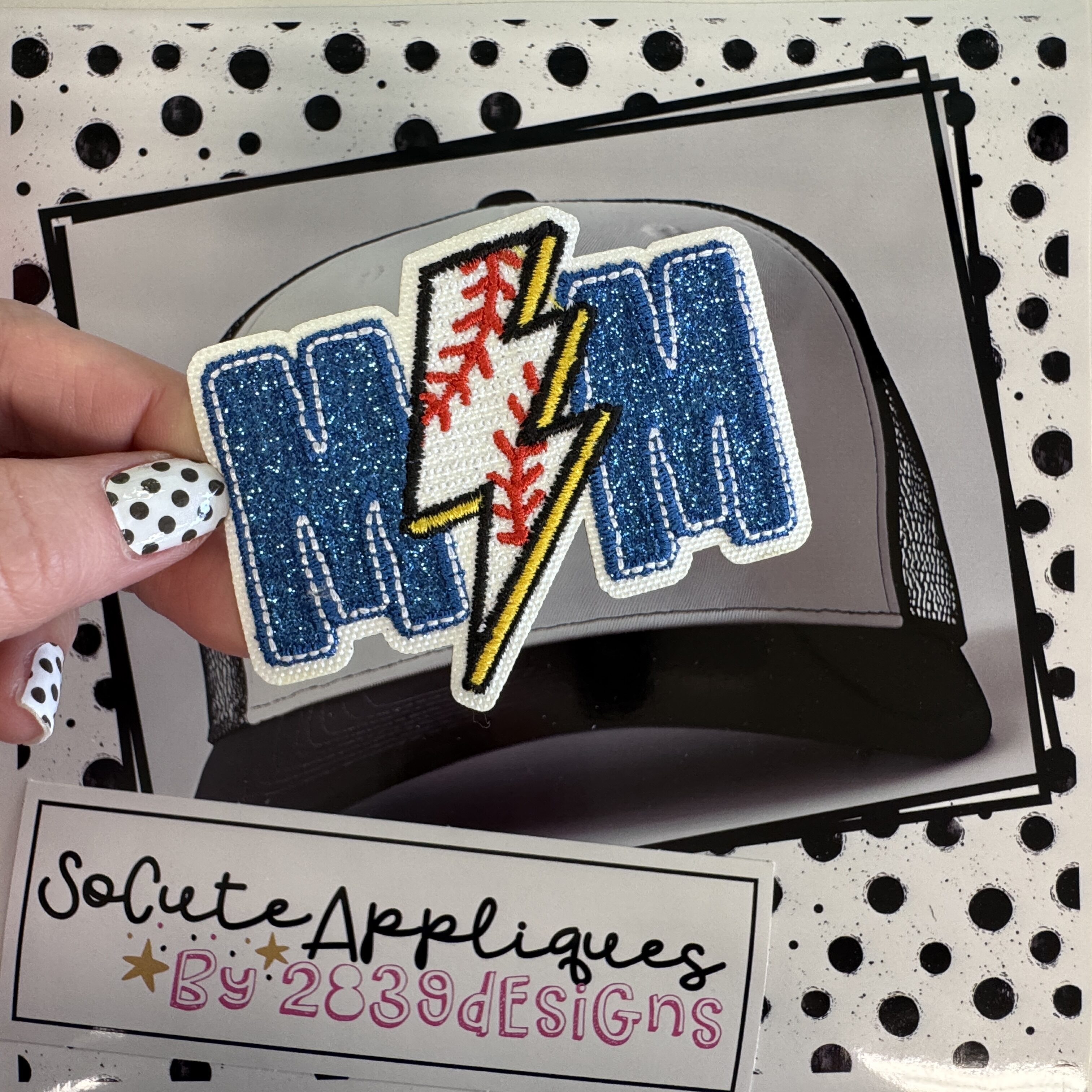 Ball mom lightning bolt O with lace *HAT PATCH* You pick colors