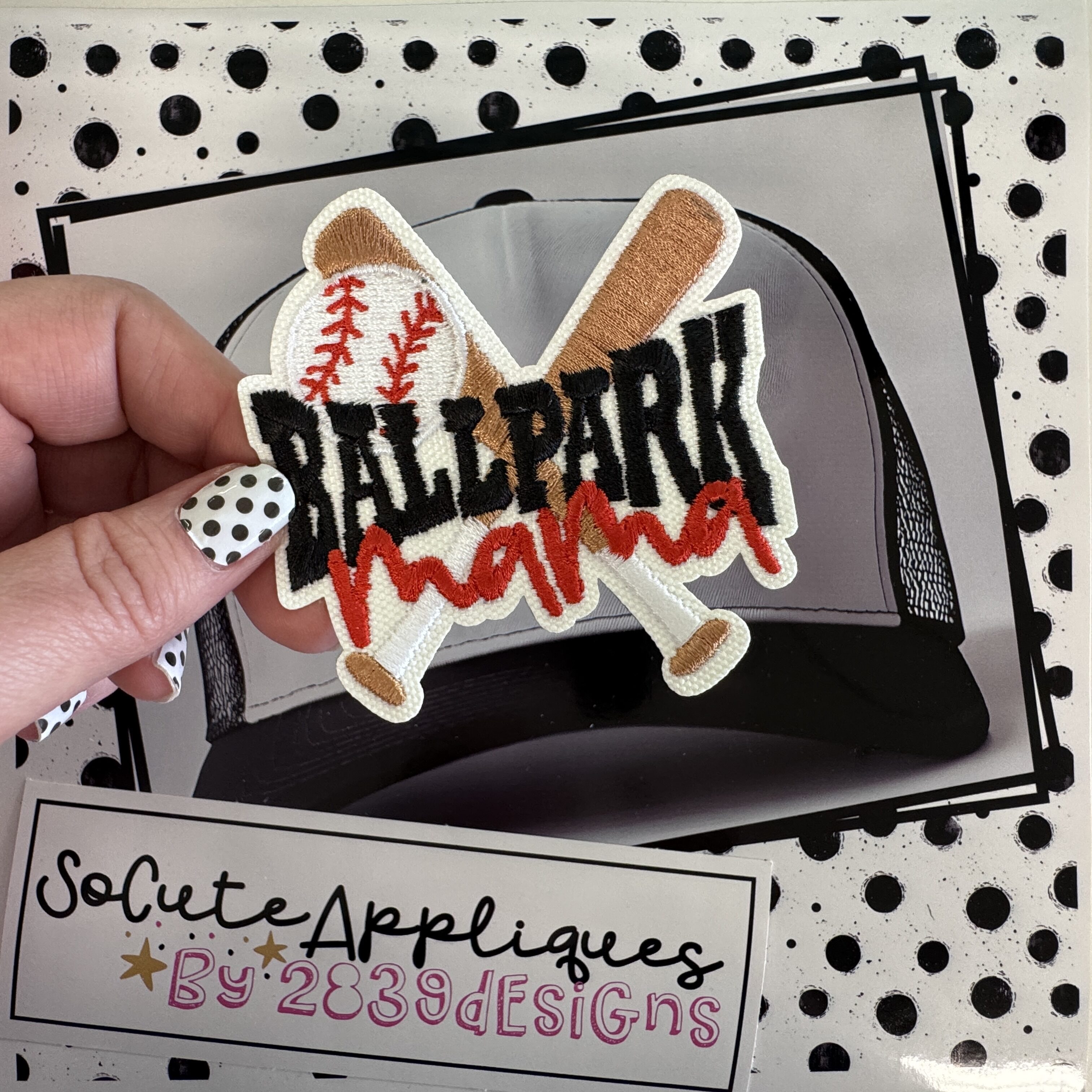 Ballpark Mama SWIRL frame *HAT PATCH* You pick colors - Image 5