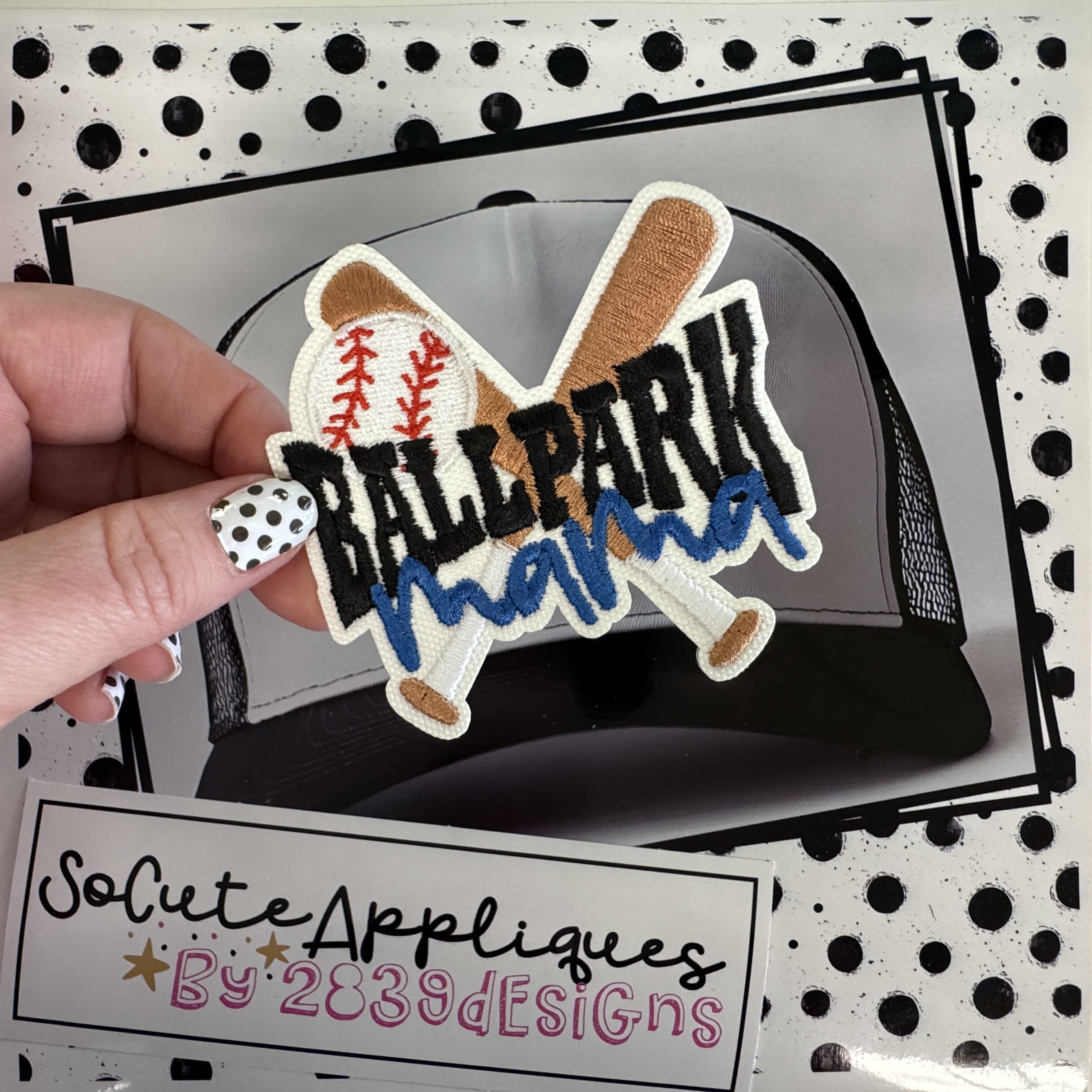 Ballpark Mama SWIRL frame *HAT PATCH* You pick colors