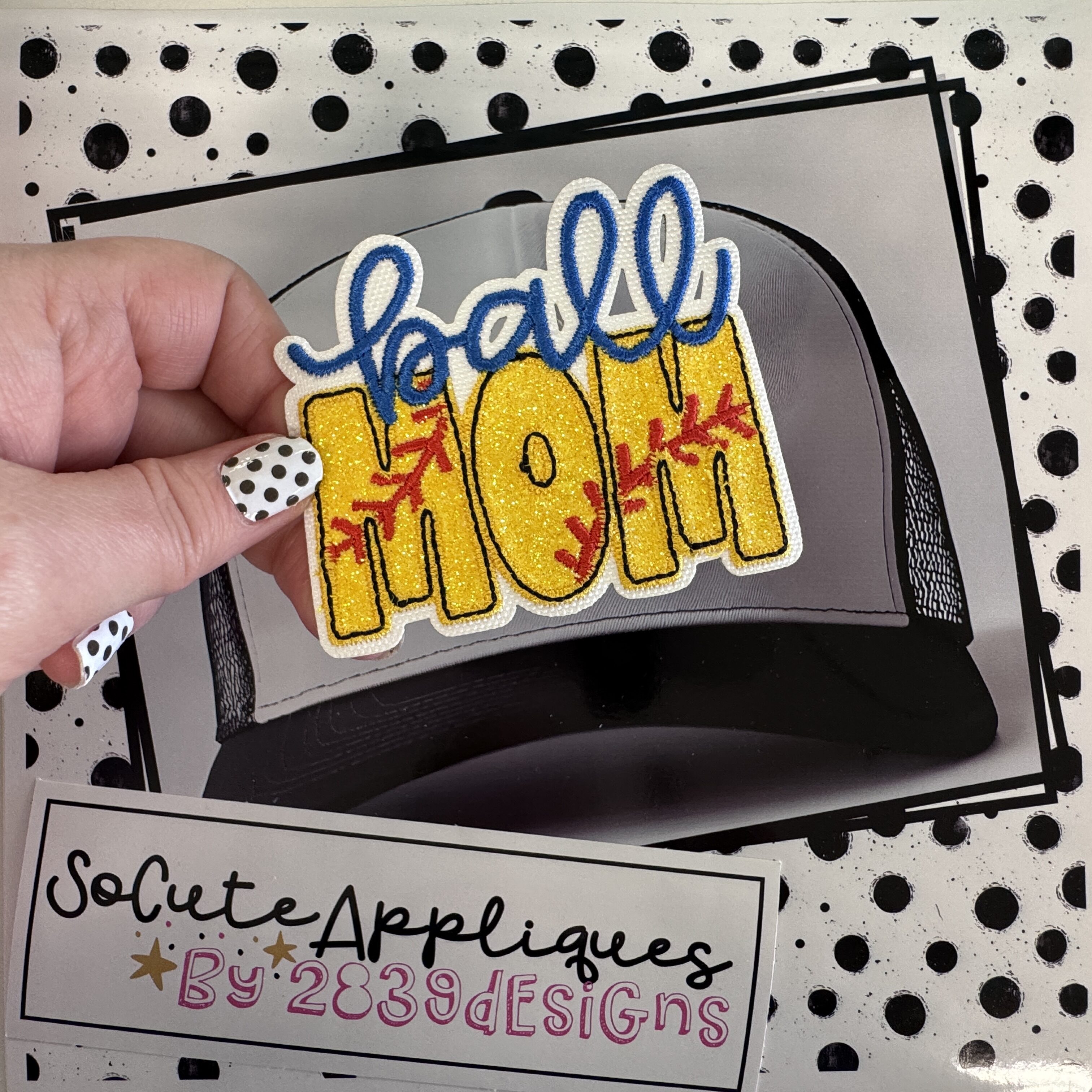 Ball mom laces *HAT PATCH* You pick colors