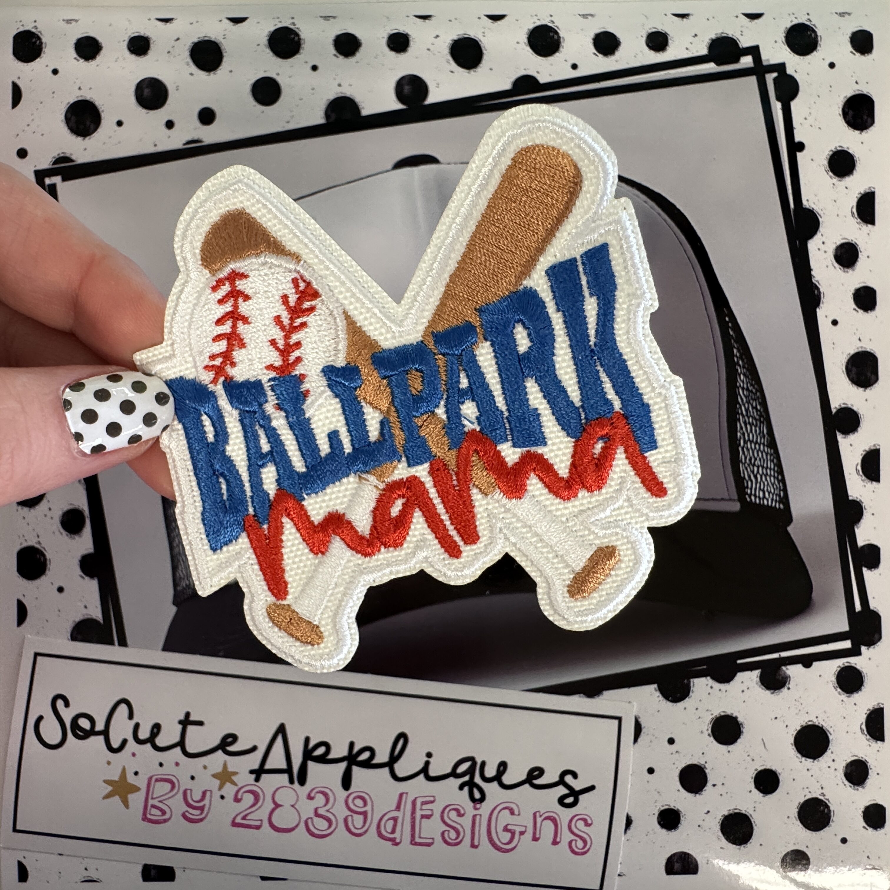 Ballpark Mama SWIRL frame *HAT PATCH* You pick colors - Image 6