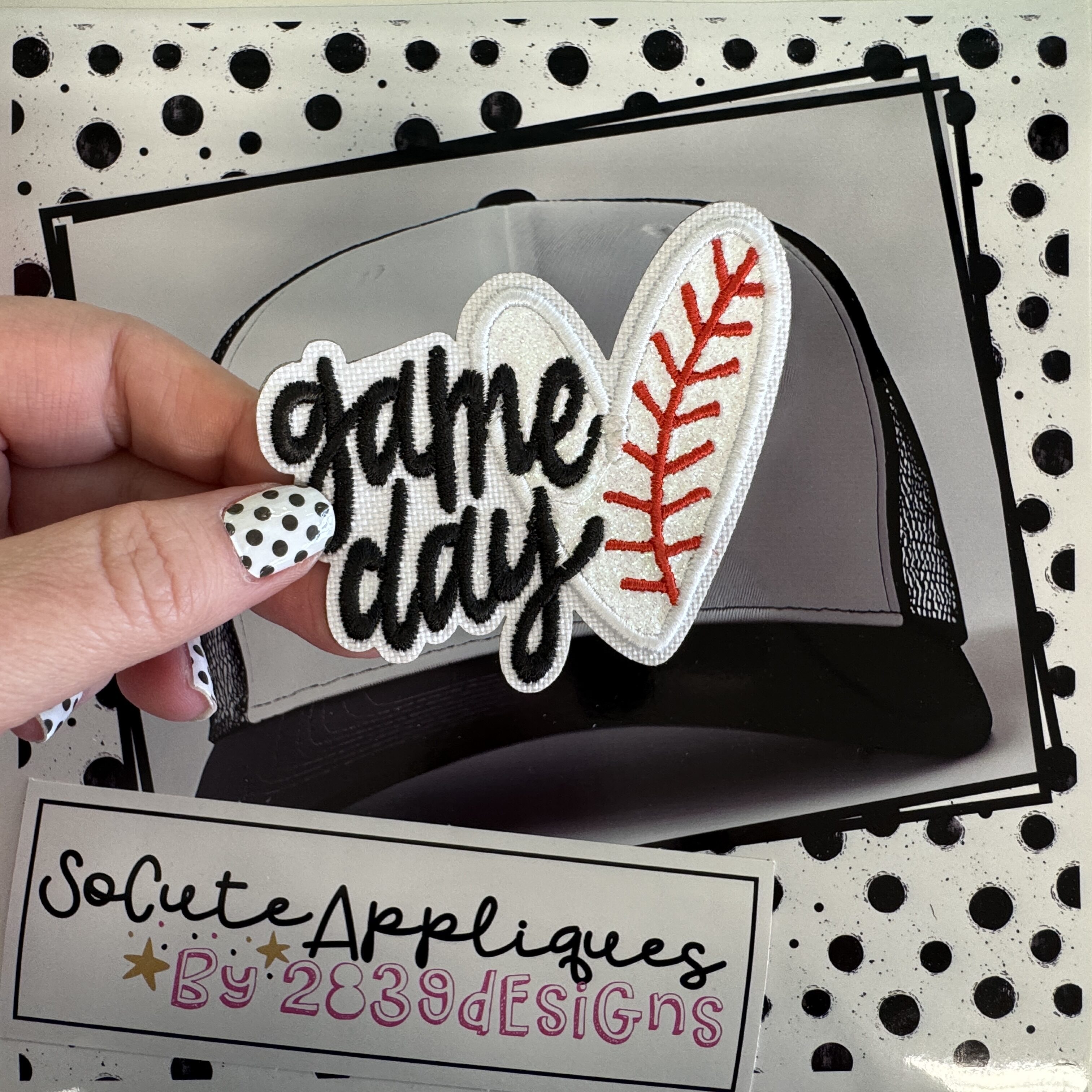 Game Day heart Baseball/Softball *HAT PATCH* You pick color