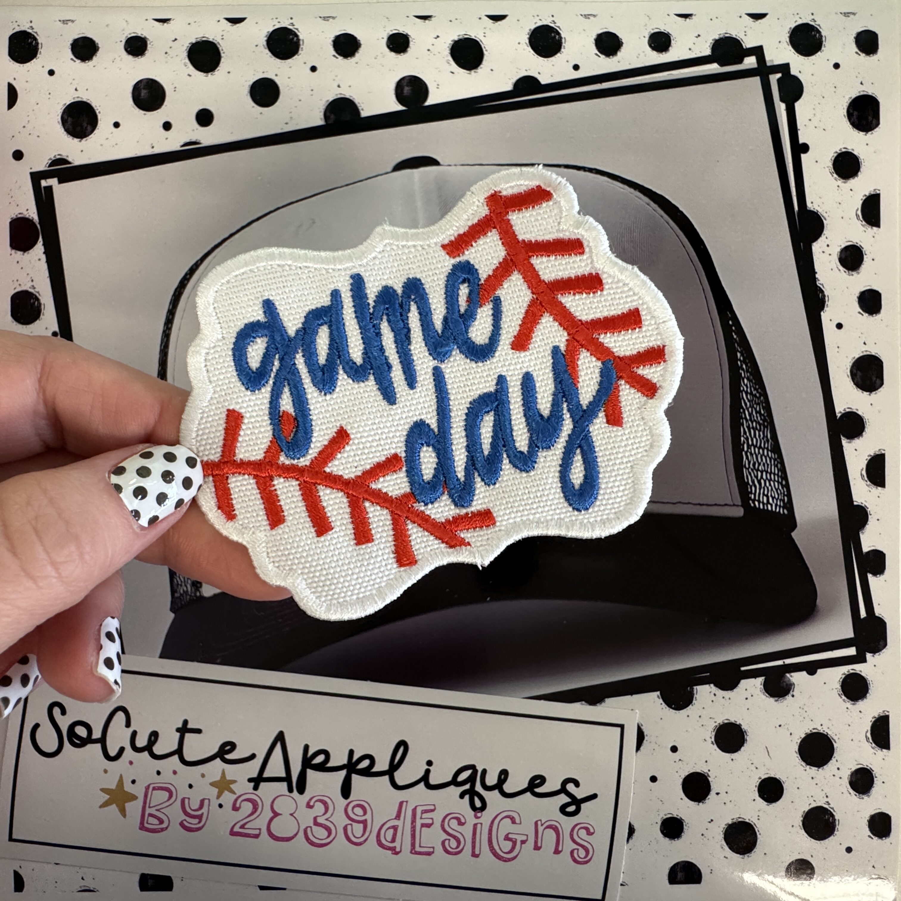 Baseball GAME DAY frame *HAT PATCH* You pick color